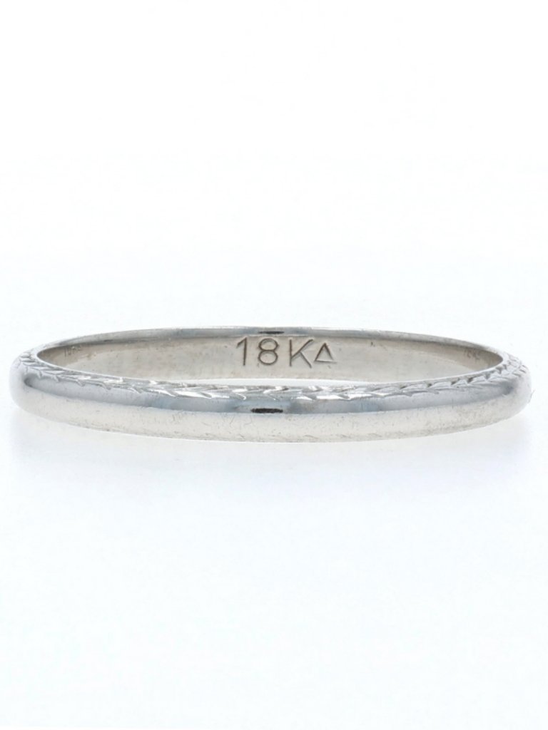 White Gold Wedding Band - 18k Vintage Ring Sz 6